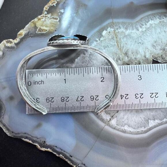 Vintage Native American Silver Turquoise Decorated Bracelet For Women - Picture 9 of 10